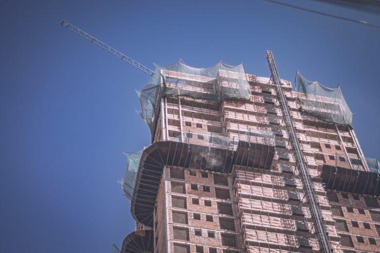 Building under construction in the city center